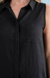 Sleeveless Button Up Top-100 Short Sleeve Tops-Black Button Up, Black Button Up Blouse, Black Button Up Top, Black Sleevless Button Up Top, Max Retail, Sleeveless Top-[option4]-[option5]-[option6]-Womens-USA-Clothing-Boutique-Shop-Online-Clothes Minded