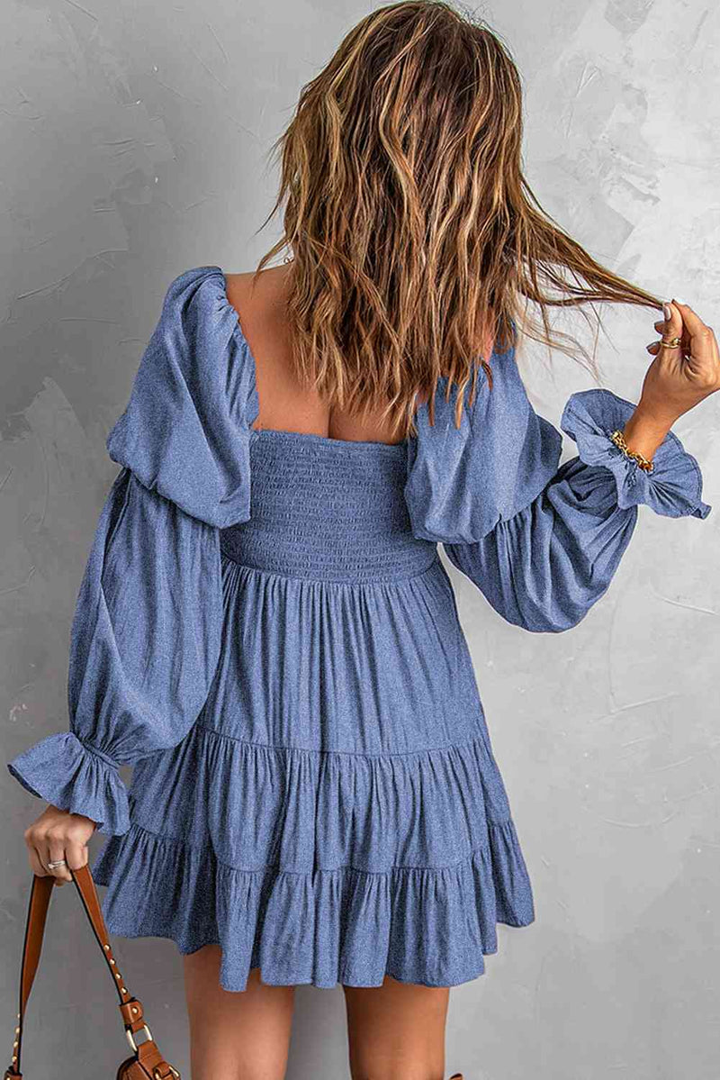 Smocked Off-Shoulder Tiered Mini Dress-Dresses-Boutique Dress, Dress, Ship From Overseas, SYNZ-[option4]-[option5]-[option6]-Womens-USA-Clothing-Boutique-Shop-Online-Clothes Minded