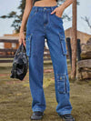 Straight Leg Cargo Jeans-Pants-Bottoms, M.F, Ship From Overseas-Azure-S-[option4]-[option5]-[option6]-Womens-USA-Clothing-Boutique-Shop-Online-Clothes Minded