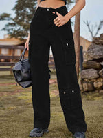 Straight Leg Cargo Jeans-Pants-Bottoms, M.F, Ship From Overseas-Black-S-[option4]-[option5]-[option6]-Womens-USA-Clothing-Boutique-Shop-Online-Clothes Minded
