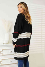 Striped Rib-Knit Drop Shoulder Open Front Cardigan-Double Take, Ship from USA-[option4]-[option5]-[option6]-Womens-USA-Clothing-Boutique-Shop-Online-Clothes Minded