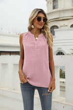 Swiss Dot Notched Neck Tank-Tops-AYL, Ship From Overseas, Shipping Delay 09/29/2023 - 10/03/2023, Tops-Blush Pink-S-[option4]-[option5]-[option6]-Womens-USA-Clothing-Boutique-Shop-Online-Clothes Minded