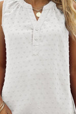 Swiss Dot Notched Neck Tank-Tops-AYL, Ship From Overseas, Shipping Delay 09/29/2023 - 10/03/2023, Tops-[option4]-[option5]-[option6]-Womens-USA-Clothing-Boutique-Shop-Online-Clothes Minded