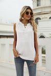 Swiss Dot Notched Neck Tank-Tops-AYL, Ship From Overseas, Shipping Delay 09/29/2023 - 10/03/2023, Tops-White-S-[option4]-[option5]-[option6]-Womens-USA-Clothing-Boutique-Shop-Online-Clothes Minded