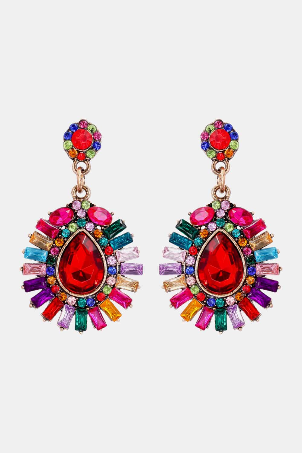 Teardrop Shape Glass Stone Dangle Earrings-Dangle & Drop Earrings-Earrings, J.J.S.P, Ship From Overseas, Shipping Delay 09/29/2023 - 10/04/2023-Multicolor-One Size-[option4]-[option5]-[option6]-Womens-USA-Clothing-Boutique-Shop-Online-Clothes Minded