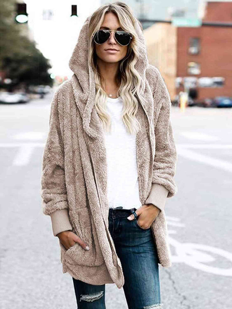 Teddy Hooded Jacket with Pockets-Jackets-Fall Jacket, Jacket, Jackets & Blazers, M@F@T, Ship From Overseas-Beige-S-[option4]-[option5]-[option6]-Womens-USA-Clothing-Boutique-Shop-Online-Clothes Minded