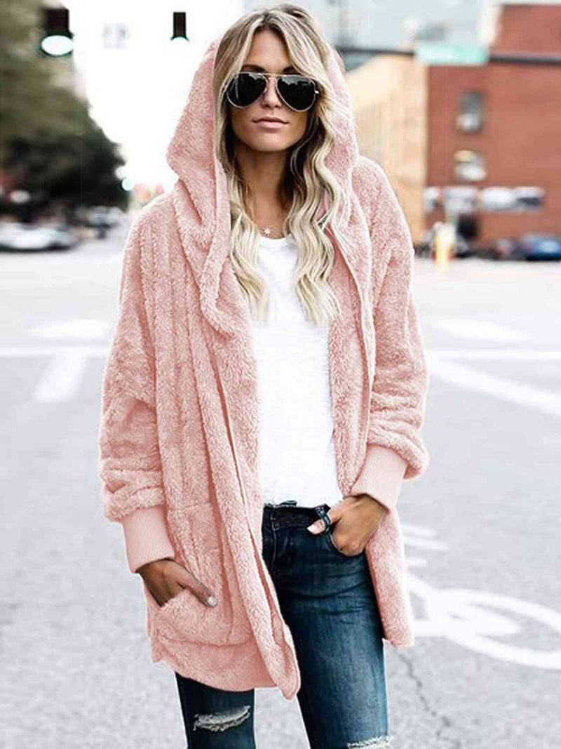 Teddy Hooded Jacket with Pockets-Jackets-Fall Jacket, Jacket, Jackets & Blazers, M@F@T, Ship From Overseas-Blush Pink-S-[option4]-[option5]-[option6]-Womens-USA-Clothing-Boutique-Shop-Online-Clothes Minded