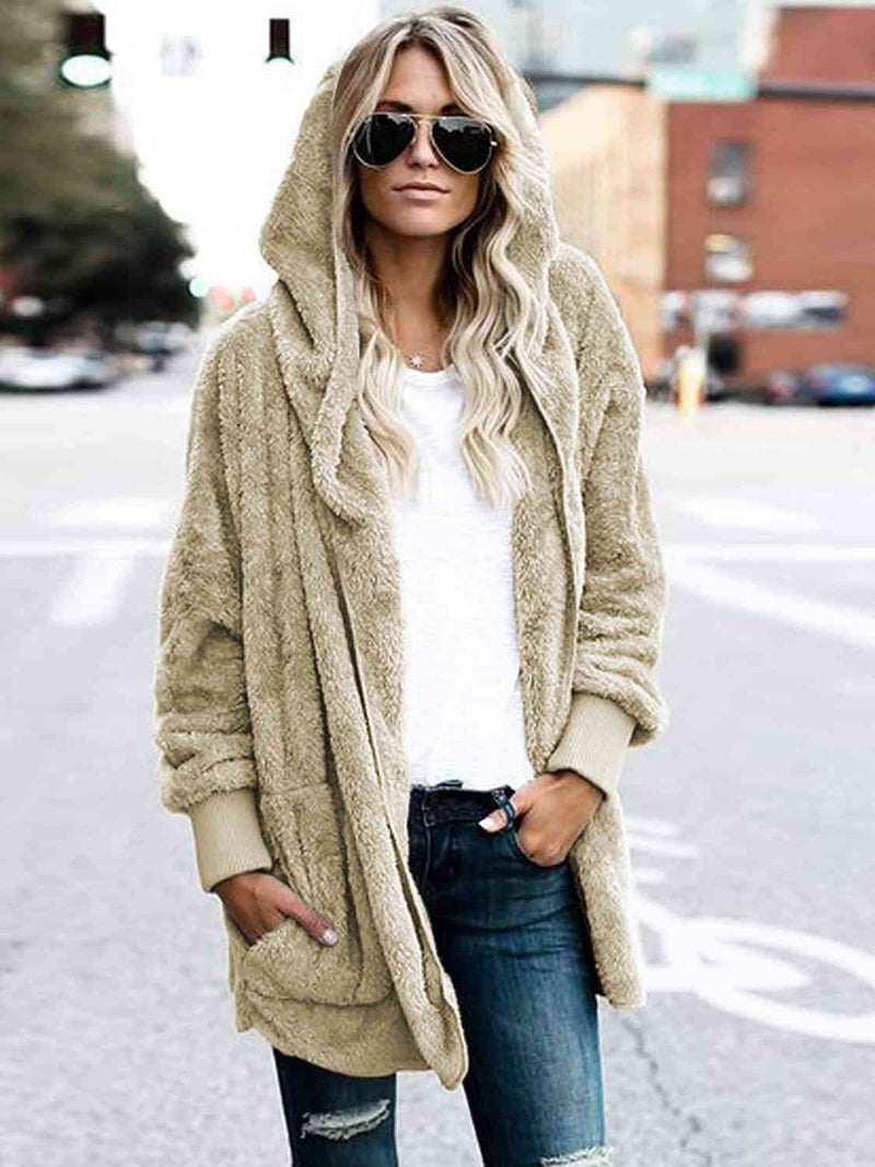 Teddy Hooded Jacket with Pockets-Jackets-Fall Jacket, Jacket, Jackets & Blazers, M@F@T, Ship From Overseas-Cream-S-[option4]-[option5]-[option6]-Womens-USA-Clothing-Boutique-Shop-Online-Clothes Minded