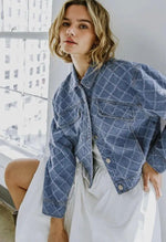Textured Denim Jacket-140 Jackets-Denim Jacket, Jean Jacket-[option4]-[option5]-[option6]-Womens-USA-Clothing-Boutique-Shop-Online-Clothes Minded