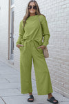 Textured Long Sleeve Top and Drawstring Pants Set-Double Take, Ship from USA-Chartreuse-XL-[option4]-[option5]-[option6]-Womens-USA-Clothing-Boutique-Shop-Online-Clothes Minded