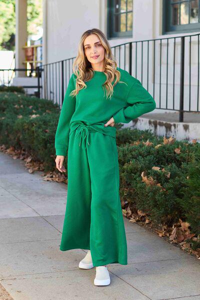 Textured Long Sleeve Top and Drawstring Pants Set-Double Take, Ship from USA-Mid Green-S-[option4]-[option5]-[option6]-Womens-USA-Clothing-Boutique-Shop-Online-Clothes Minded