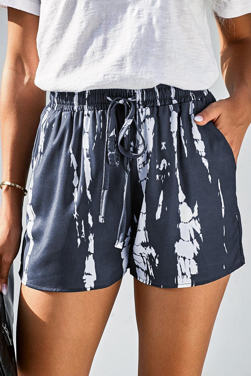 Tie-Dye Drawstring Waist Shorts with Pockets-Shorts-Ship From Overseas, Shorts, SYNZ-Gray-S-[option4]-[option5]-[option6]-Womens-USA-Clothing-Boutique-Shop-Online-Clothes Minded