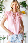 Tie-Neck Flutter Sleeve Blouse-Ship From Overseas, SYNZ-[option4]-[option5]-[option6]-Womens-USA-Clothing-Boutique-Shop-Online-Clothes Minded
