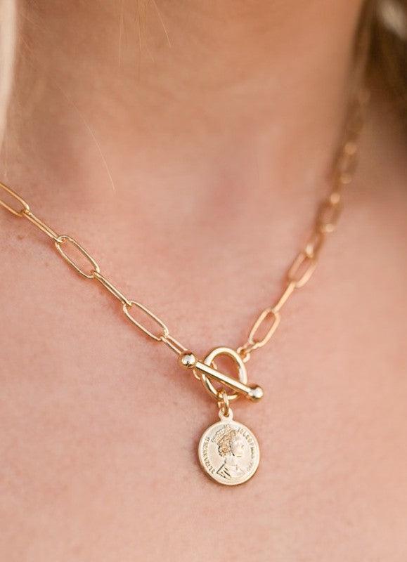 Toggle Coin Necklace-180 Jewelry-coin necklace, Gold Coin Necklace, Max Retail, silver coin necklace, Toggle Coin Necklace-Gold-[option4]-[option5]-[option6]-Womens-USA-Clothing-Boutique-Shop-Online-Clothes Minded
