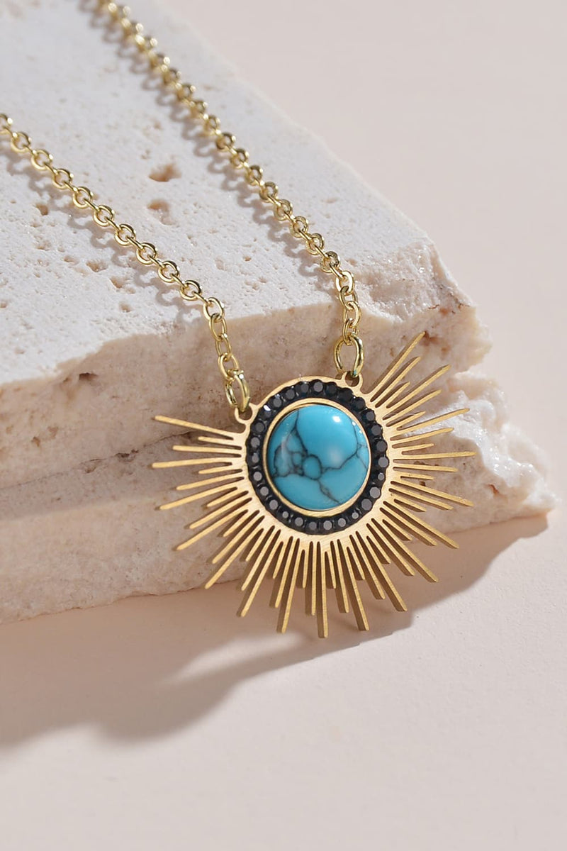 Turquoise 14K Gold Plated Pendant Necklace-Grandfell, Ship From Overseas-Gold-One Size-[option4]-[option5]-[option6]-Womens-USA-Clothing-Boutique-Shop-Online-Clothes Minded