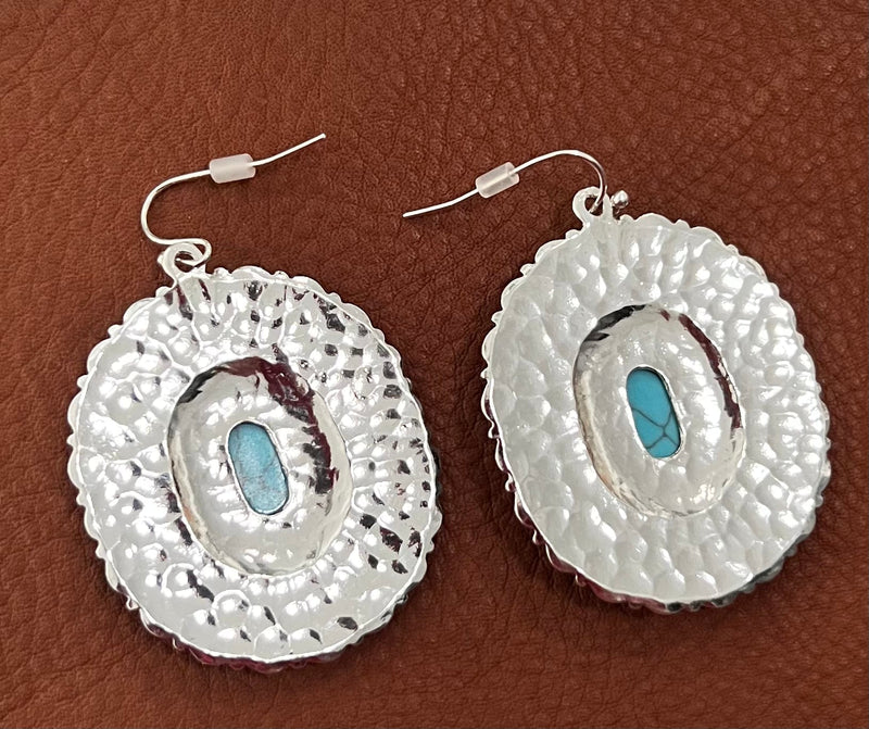 Turquoise Concho Earrings-180 Jewelry-Earrings, Max Retail, Turquoise Concho Earrings, Turquoise Earrings-[option4]-[option5]-[option6]-Womens-USA-Clothing-Boutique-Shop-Online-Clothes Minded