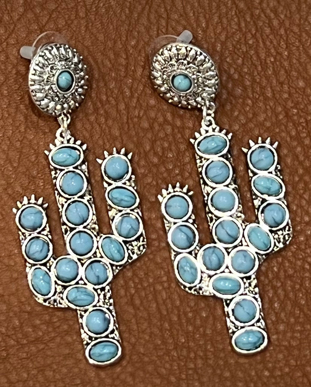 Turquoise Saguaro Earrings-180 Jewelry-Earrings, Max Retail, Saguaro Earrings, Turquoise Saguaro Earrings-[option4]-[option5]-[option6]-Womens-USA-Clothing-Boutique-Shop-Online-Clothes Minded