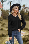 V-Neck Dropped Shoulder Blouse-Tops-Ship From Overseas, Shipping Delay 09/29/2023 - 10/02/2023, Tops, X&D-[option4]-[option5]-[option6]-Womens-USA-Clothing-Boutique-Shop-Online-Clothes Minded
