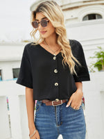 V-Neck Dropped Shoulder Shirt-Tops-O&H, Ship From Overseas, Shipping Delay 09/30/2023 - 10/04/2023-[option4]-[option5]-[option6]-Womens-USA-Clothing-Boutique-Shop-Online-Clothes Minded