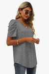 V-Neck Puff Sleeve Tee-Lamy, Ship From Overseas-[option4]-[option5]-[option6]-Womens-USA-Clothing-Boutique-Shop-Online-Clothes Minded