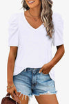 V-Neck Puff Sleeve Tee-Lamy, Ship From Overseas-White-S-[option4]-[option5]-[option6]-Womens-USA-Clothing-Boutique-Shop-Online-Clothes Minded