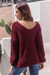 V-Neck Ribbed Knit Sweater-Hanny, Ship From Overseas, Shipping Delay 09/29/2023 - 10/04/2023-[option4]-[option5]-[option6]-Womens-USA-Clothing-Boutique-Shop-Online-Clothes Minded