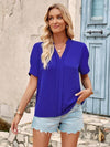V-Neck Short Sleeve Blouse-S.N, Ship From Overseas-[option4]-[option5]-[option6]-Womens-USA-Clothing-Boutique-Shop-Online-Clothes Minded