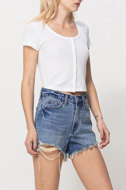 WBS DISTRESSED RIGID MOM SHORTS-Bottoms-Denim Shorts-[option4]-[option5]-[option6]-Womens-USA-Clothing-Boutique-Shop-Online-Clothes Minded