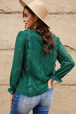 WBS Lace Crochet V-Neck Flounce Sleeve Top-Tops-Will be shipped collection-[option4]-[option5]-[option6]-Womens-USA-Clothing-Boutique-Shop-Online-Clothes Minded
