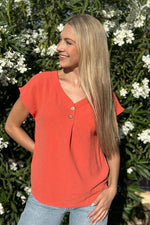 WBS V neck button blouse-Tops-Shirts & Blouses-[option4]-[option5]-[option6]-Womens-USA-Clothing-Boutique-Shop-Online-Clothes Minded