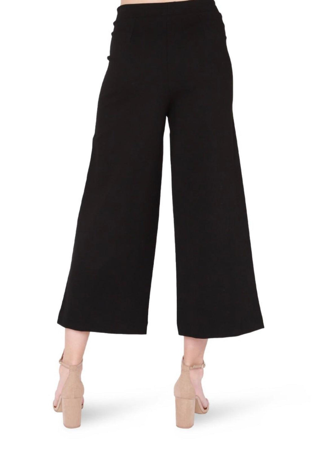 Wide Leg Black Ponte Cropped Pants-160 Bottoms-Black Pants, Elastic Waist Wide Leg Pants, Max Retail, Ponte Pants, Wide Leg Pants-[option4]-[option5]-[option6]-Womens-USA-Clothing-Boutique-Shop-Online-Clothes Minded