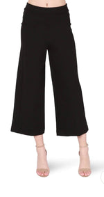 Wide Leg Black Ponte Cropped Pants-160 Bottoms-Black Pants, Elastic Waist Wide Leg Pants, Max Retail, Ponte Pants, Wide Leg Pants-[option4]-[option5]-[option6]-Womens-USA-Clothing-Boutique-Shop-Online-Clothes Minded