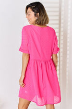 Zenana Swiss Dot Rolled Short Sleeve Babydoll Dress-Ship from USA, Zenana-[option4]-[option5]-[option6]-Womens-USA-Clothing-Boutique-Shop-Online-Clothes Minded