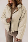Zip Up Collared Neck Long Sleeve Winter Coat-Jackets-Ship From Overseas, SYNZ-Cream-2XL-[option4]-[option5]-[option6]-Womens-USA-Clothing-Boutique-Shop-Online-Clothes Minded