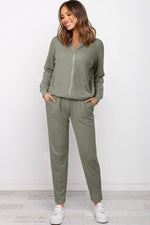 Zip-Up Long Sleeve Top and Pants Set-Ship From Overseas, SYNZ-Sage-S-[option4]-[option5]-[option6]-Womens-USA-Clothing-Boutique-Shop-Online-Clothes Minded