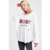 Merry print waffle knit neck band contrast top