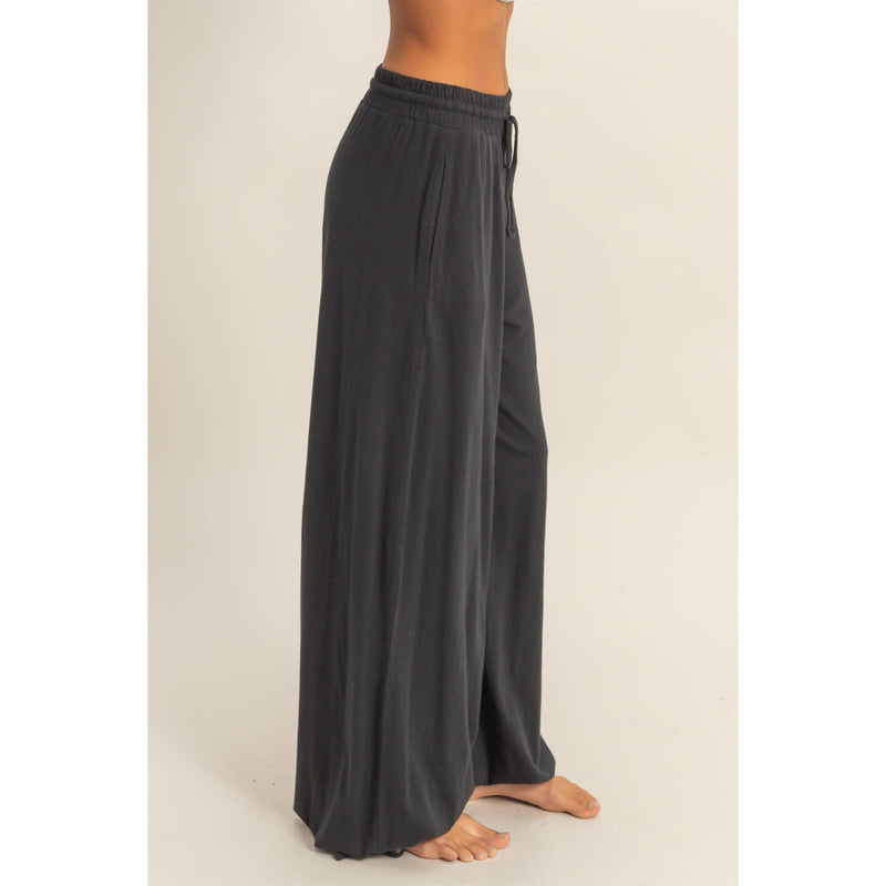 High Waist Drawstring Wide Leg Pants