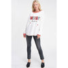 Merry print waffle knit neck band contrast top