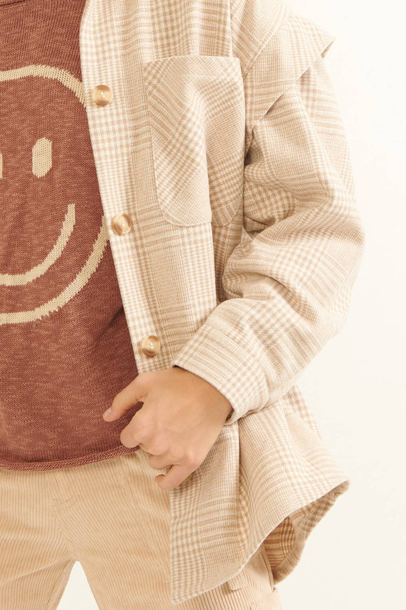 Plaid Collared Button Front Long Sleeve Shacket