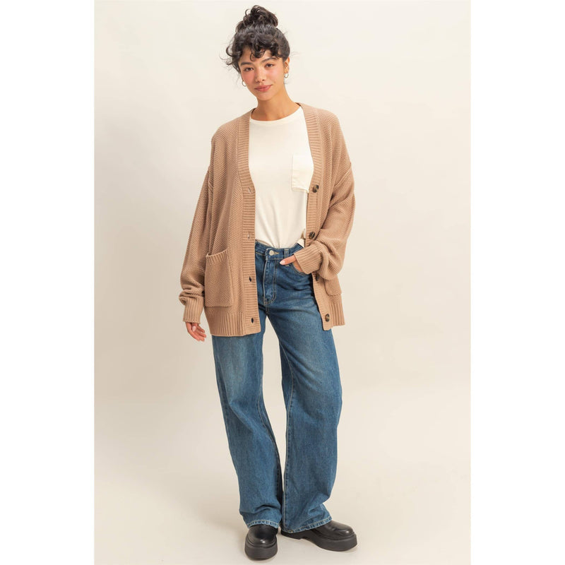 Button-Front Oversized Cardigan