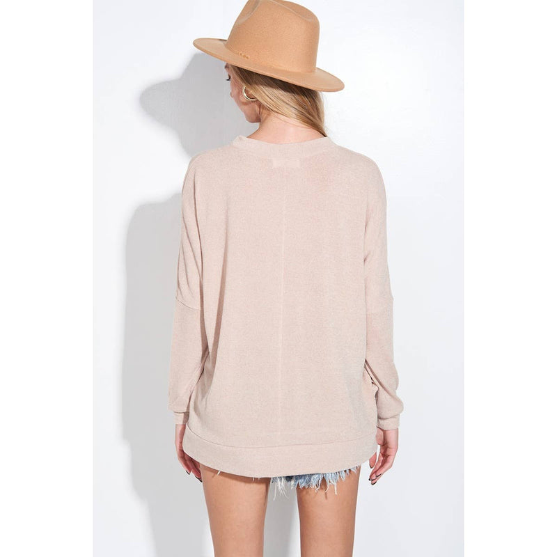 Merry Christmas Glitter Side Slit Long Sleeve Top