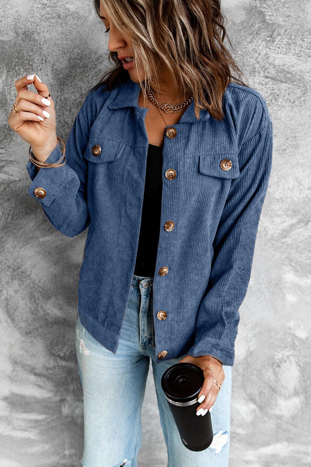 WBS Corduroy Long Sleeve Jacket-Dark Blue-S-[option4]-[option5]-[option6]-Womens-USA-Clothing-Boutique-Shop-Online-Clothes Minded