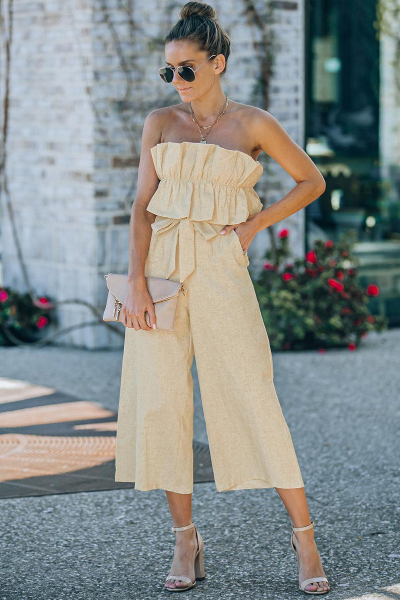 WBS Ruffled Strapless Wide Leg Jumpsuit-Beige-S-[option4]-[option5]-[option6]-Womens-USA-Clothing-Boutique-Shop-Online-Clothes Minded