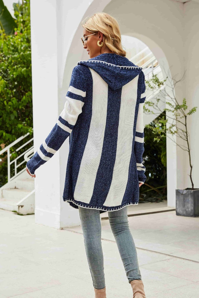 WBS Striped Open Front Hooded Cardigan-Shirts & Tops--[option4]-[option5]-[option6]-Womens-USA-Clothing-Boutique-Shop-Online-Clothes Minded