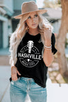 WBS Western NASHVILLE MUSIC CITY Cuffed Graphic Tee Shirt-Shirts & Tops-Black-S-[option4]-[option5]-[option6]-Womens-USA-Clothing-Boutique-Shop-Online-Clothes Minded